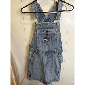 Tommy Hilfiger Flag Denim Overall Dress Women's XXS Rare Vintage Y2K